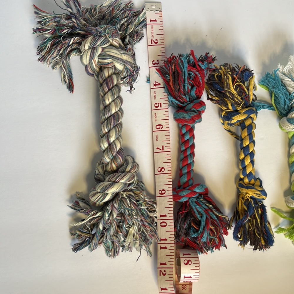 Dog Rope Bone 2 Knots Chew Toys Bundle of 4 Rope Bones - Picture 7 of 8
